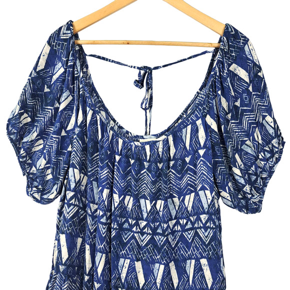 Knox Rose Dress Womens XXL Midi Boho Peasant Festival Geometric Tiered Flowy - Picture 2 of 8